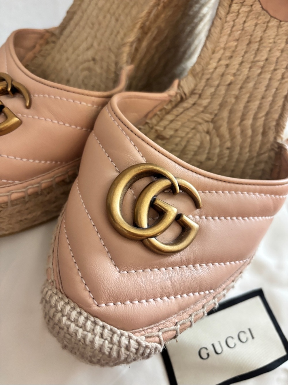 Gucci GG Marmont Quilted Espadrille Wedges with Gold GG - Picture 5 of 11